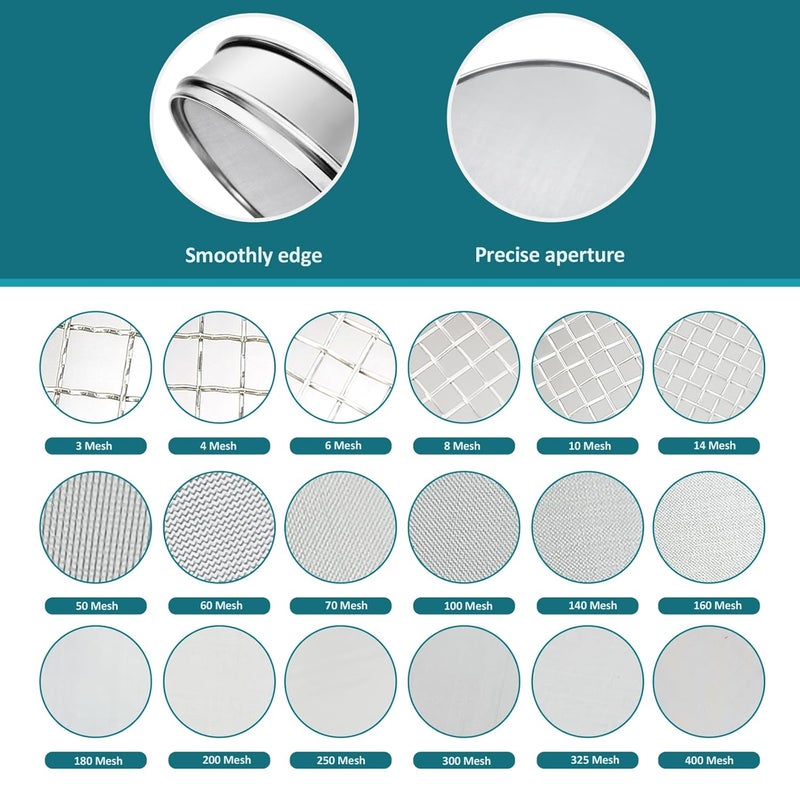 LVDALAB 304 Stainless Steel Mesh Lab Sieve, 120 Mesh (0.125mm) Aperture Test Sieve, 7.9Inch(20cm) Diameter Economy Standard Analysis Sample Test Sieves for Industrial Laboratory Homes - Image 3